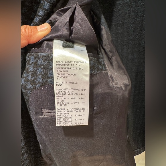 Men's Eleventy navy and black houndstooth blazer, made in Italy. Size 52 - Picture 7 of 8